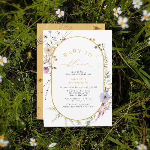 Baby in Bloom Rustic Wildflower Baby Shower Invitation