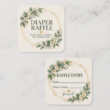 Baby in Bloom Sage Green Botani Diaper Raffle Card
