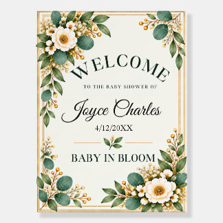 Baby in Bloom Sage Green Botanical Foam Board
