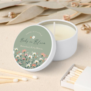 Baby in Bloom Sage Green Wildflower Daisy Mini Candle Favors