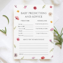 Baby in Bloom Shower Baby Predictions Game Card