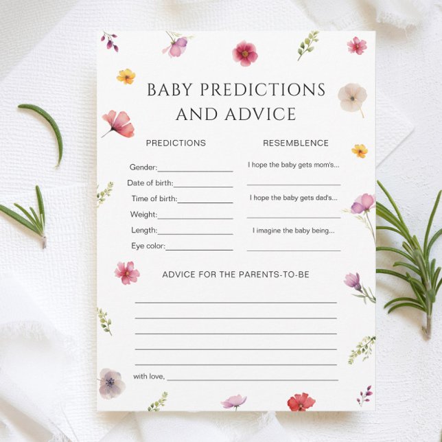 Baby in Bloom Shower Baby Predictions Game Card (Creator Uploaded)