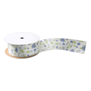 Baby in Bloom Shower Blue Vintage Flowers Boy Satin Ribbon