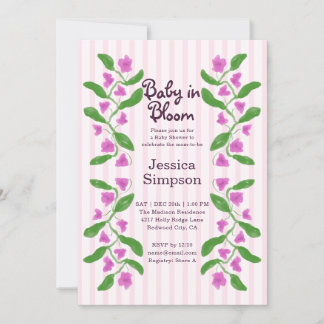 Baby in Bloom Shower Cute Pink Art Nouveau Floral Invitation