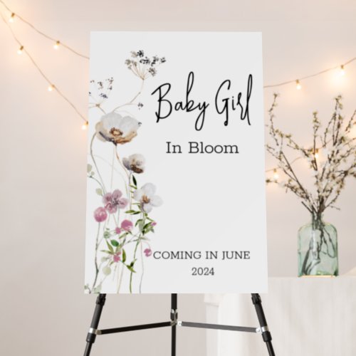 Baby in Bloom Shower Girl Wild Flowers  Foam Board