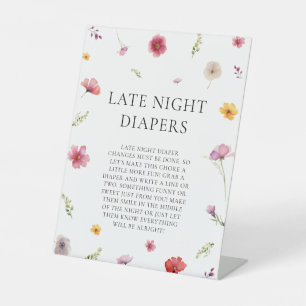 Baby in Bloom Shower Late Night Diapers Game Pedestal Sign