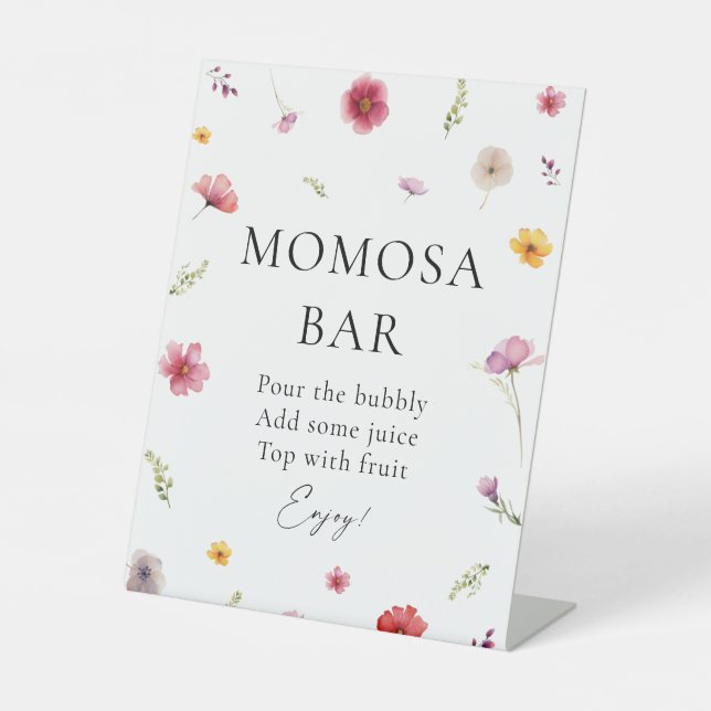 Baby in Bloom Shower Momosa Bar Pedestal Sign (Front)