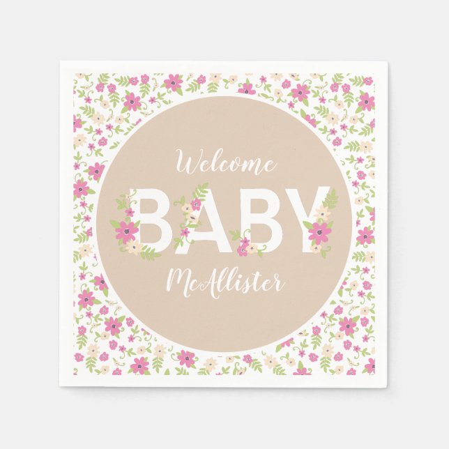 Baby in Bloom Shower Napkins (Front)
