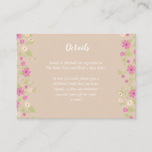 Baby in Bloom Shower Pink Vintage Flowers Girl Enclosure Card