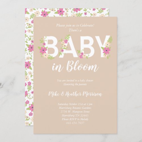 Baby in Bloom Shower Pink Vintage Flowers Girl Invitation