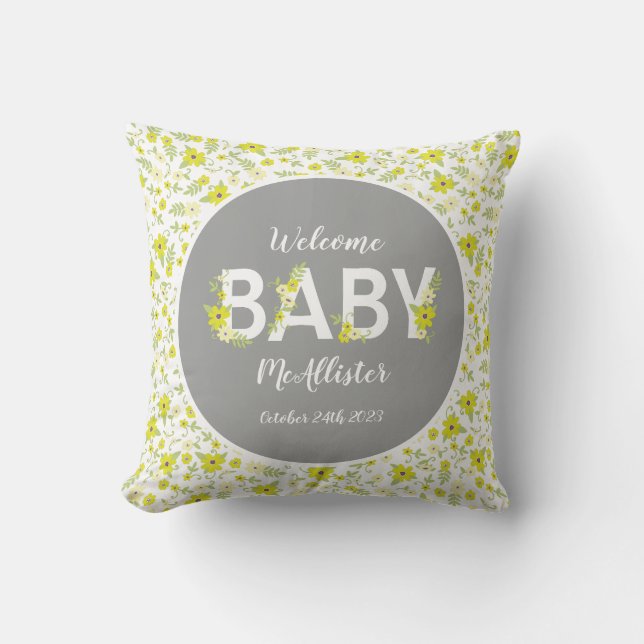 Baby in Bloom Shower Throw Pillow (Front)