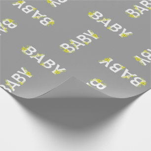 Baby in Bloom Shower Vintage Flower Gender Neutral Wrapping Paper