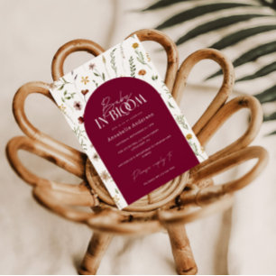 Baby in bloom shower wildflower burgundy arch invitation