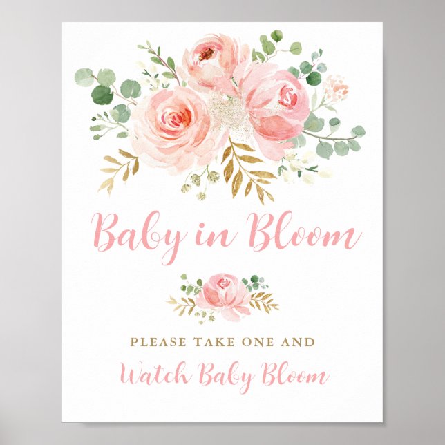Baby in Bloom Sign, Flower Favors Sign (Front)