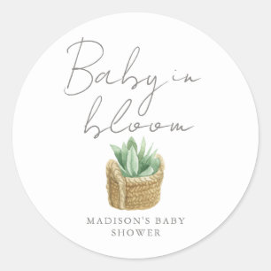 Baby in Bloom Simple Succulent Baby Shower Classic Round Sticker