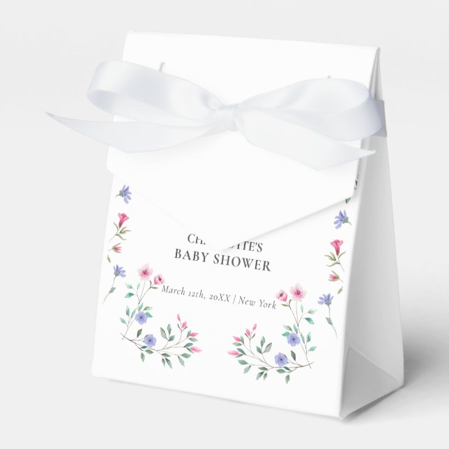 Baby In Bloom | Simple Wildflower Baby Shower Favor Boxes (Front Side)