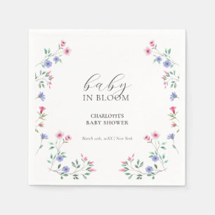 Baby In Bloom   Simple Wildflower Baby Shower Napkins