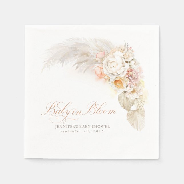 Baby in Bloom Soft Light Flowers Baby Shower Napkins (Front)
