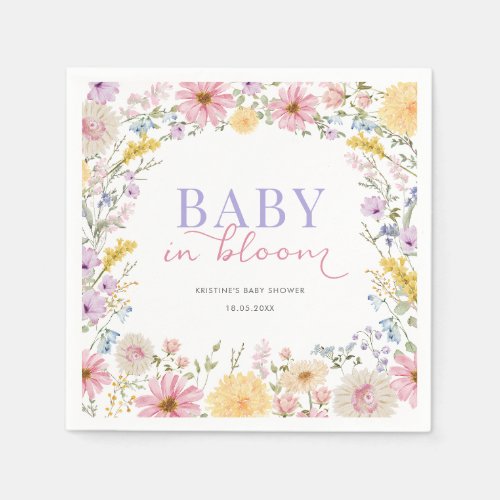 Baby in Bloom: Soft Wildflower Meadow Baby Shower Napkins
