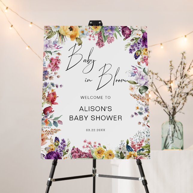 Baby In Bloom Spring Baby Shower Welcome Sign (In Situ (Stand))