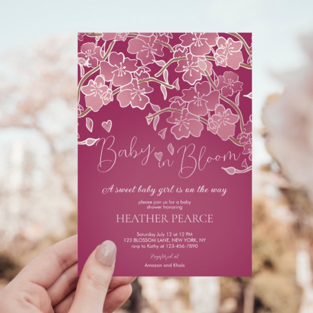Baby In Bloom Spring Cherry Blossom Shower Invitation (Creator Uploaded)