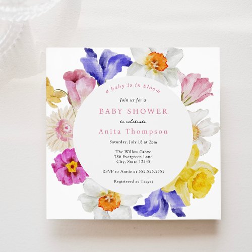 Baby in Bloom Spring Floral Baby Shower Invitation