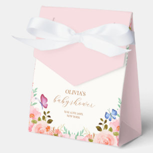 Baby In Bloom Spring Floral Butterfly Baby Shower Favor Boxes