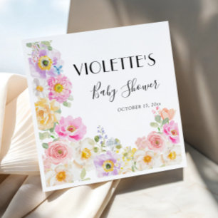 Baby in Bloom Spring Floral Girl Baby Shower  Napkins