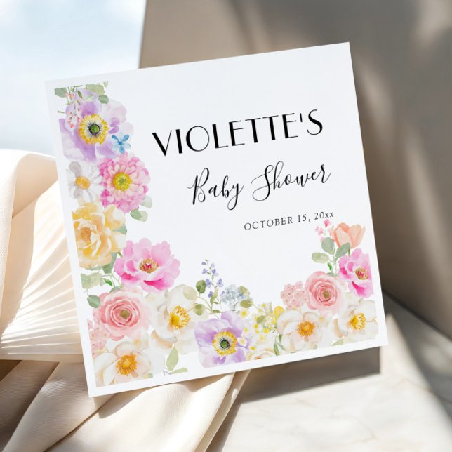 Baby in Bloom Spring Floral Girl Baby Shower  Napkins (Creator Uploaded)
