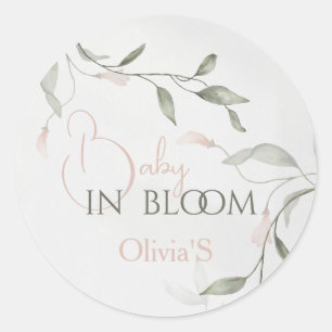 Baby in Bloom Spring Flower Floral Baby Shower Classic Round Sticker