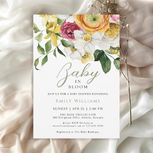 Baby in Bloom Spring Garden Floral Baby Shower Invitation