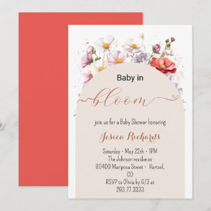 Baby in Bloom Spring Summer Floral Baby shower Invitation