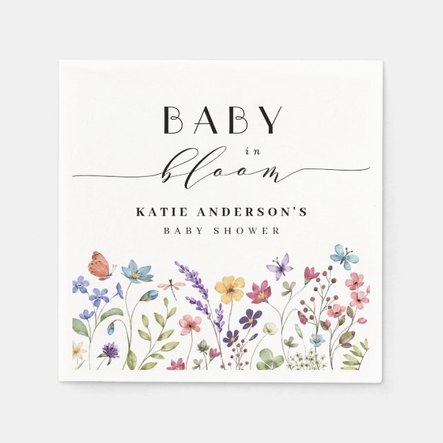 Baby in Bloom Spring Summer Floral Baby Shower Napkins (Front)