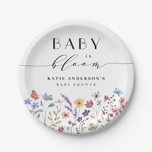 Baby in Bloom Spring Summer Floral Baby Shower Paper Plates