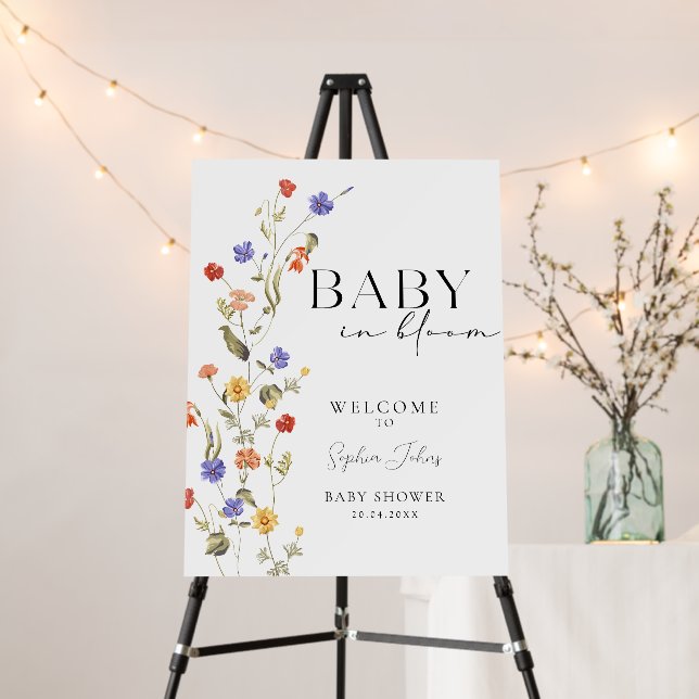 Baby In Bloom Spring summer wildflower Baby Shower Foam Board (In Situ (Stand))