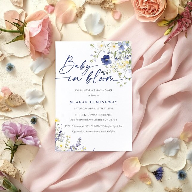 Baby In Bloom Spring Violet Wildflower Baby Shower Invitation (Baby In Bloom Spring Violet Wildflower Baby Shower Invitation)