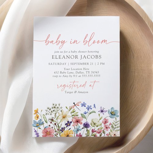 Baby in Bloom Spring Wildflower Baby Shower Invitation