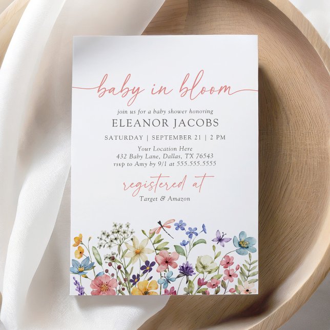 Baby in Bloom Spring Wildflower Baby Shower Invitation (Creator Uploaded)