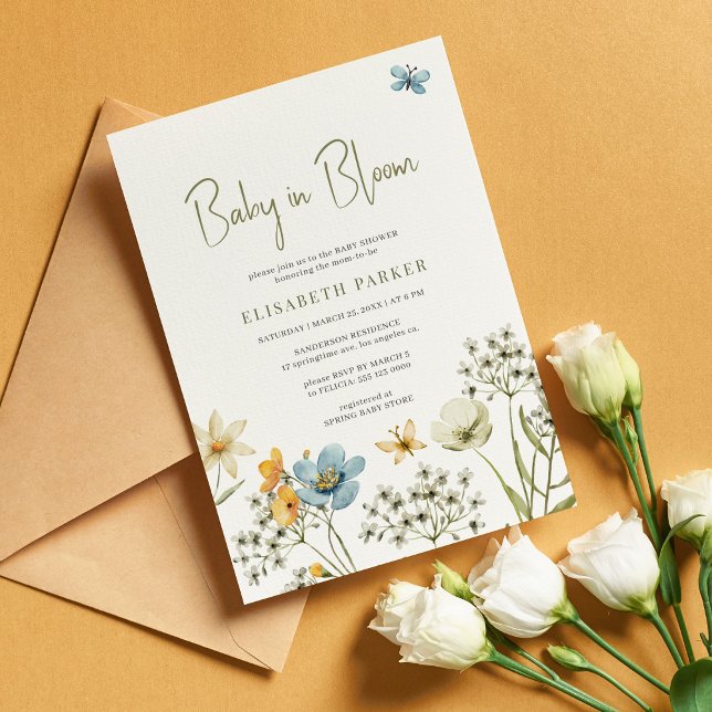 Baby in bloom spring wildflower baby shower invitation (Creator Uploaded)
