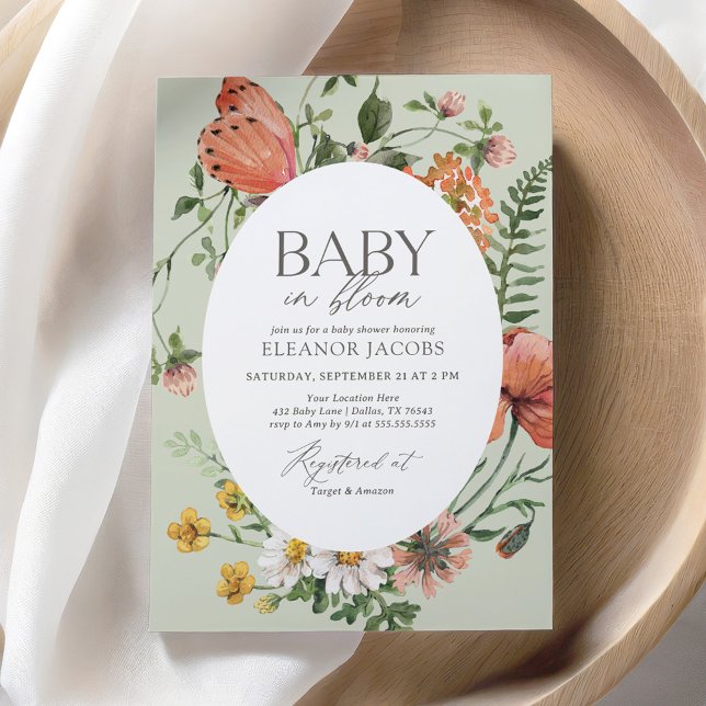 Baby in Bloom Spring Wildflower Baby Shower Invitation (Creator Uploaded)