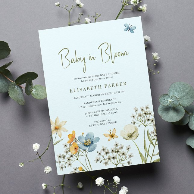 Baby in bloom spring wildflower baby shower invitation (Creator Uploaded)