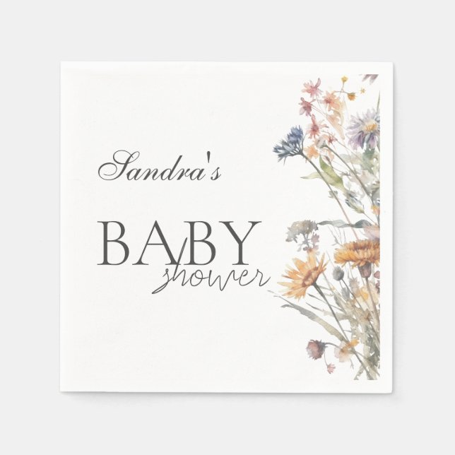 Baby in Bloom Spring Wildflower Baby Shower Napkins (Front)