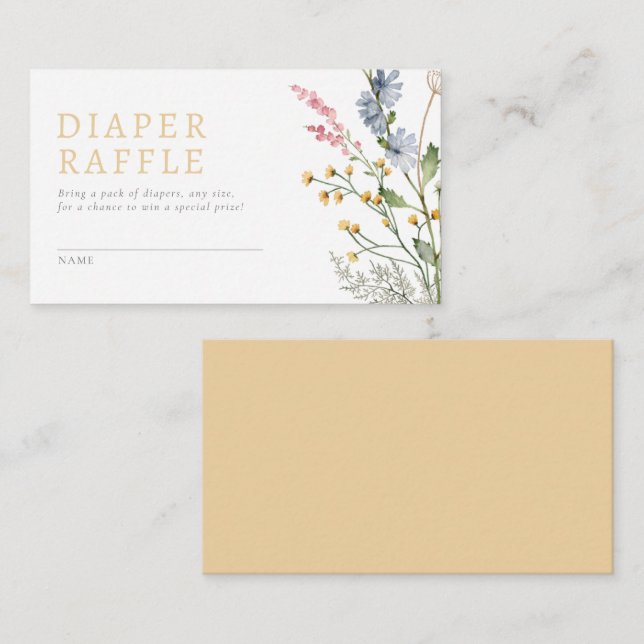 Baby in Bloom Spring Wildflower Diaper Raffle Enclosure Card (Front/Back)