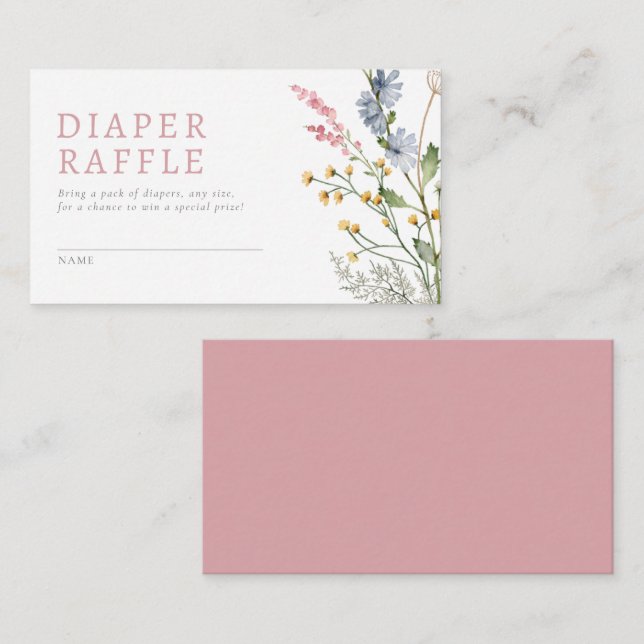Baby in Bloom Spring Wildflower Diaper Raffle Enclosure Card (Front/Back)