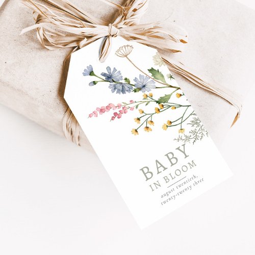 Baby in Bloom Spring Wildflower Floral Baby Favor Gift Tags