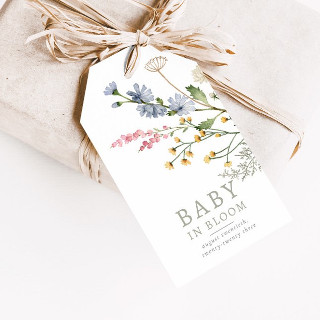 Baby in Bloom Spring Wildflower Floral Baby Favor Gift Tags (Creator Uploaded)