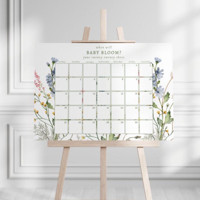Baby in Bloom Spring Wildflower Floral Baby Shower Foam Board (Customize the size, text, colors and graphic positioning!)
