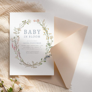 Baby in Bloom Spring Wildflower Floral Baby Shower Invitation