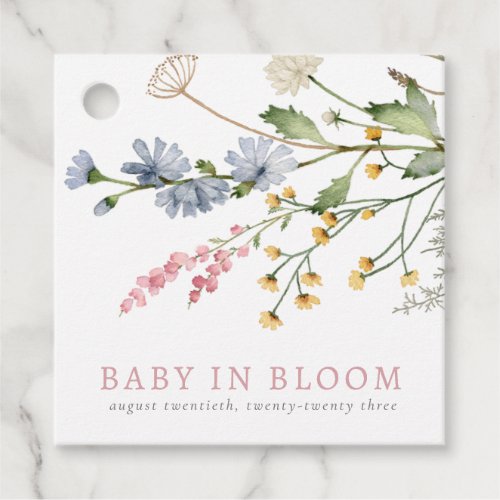 Baby in Bloom Spring Wildflower Floral Bouquet Fav Favor Tags