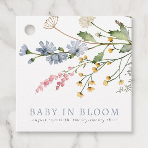 Baby in Bloom Spring Wildflower Floral Bouquet Favor Tags